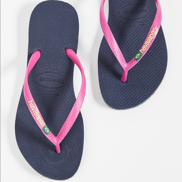 ISO: Havaianas Slim Brasil Logo Navy Flip Flop Sandals - Picture 2 of 3